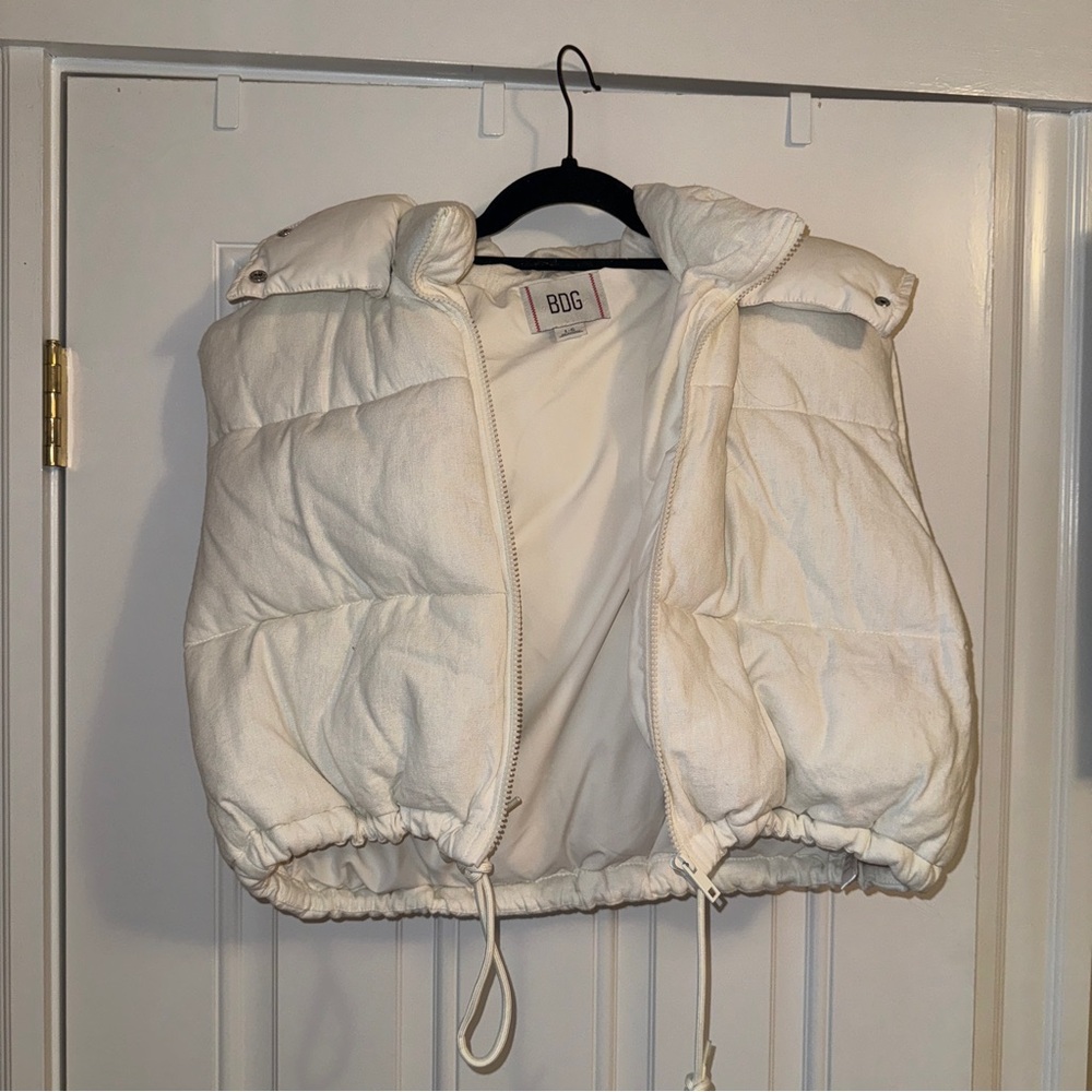 Urban Outfitters Cream Hooded Puffer Vest